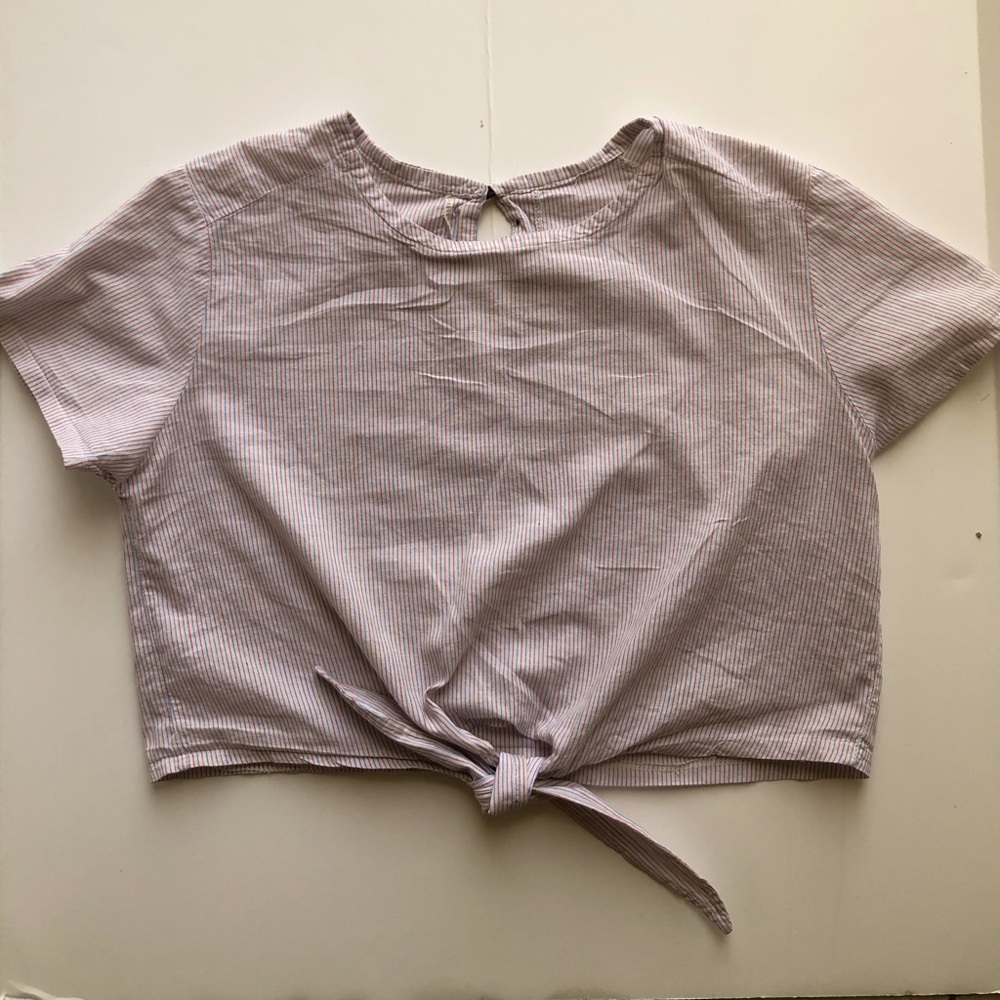 Striped White Blue Red Knotted Crop Small Unbrande